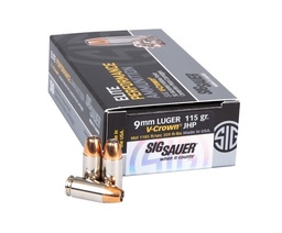 [E9MMA1-50] Sig Sauer Elite V-Crown JHP Ammunition - 115gr - 9mm - 50 Rounds