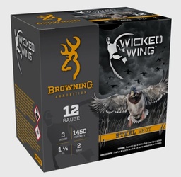 [B193421232] Browning Wicked Wing, 12 Ga, 3", 1-1/4oz, 2 Steel Shot, 25 Rds