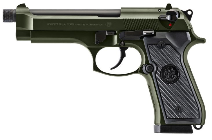 Beretta 92FS OD Green, 9mm, 5.1" Threaded, 18rd