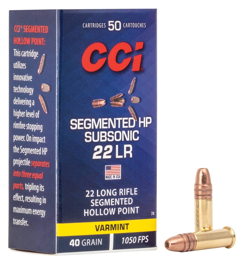 CCI 22 LR 40gr Segmented HP 50rd Box — 74