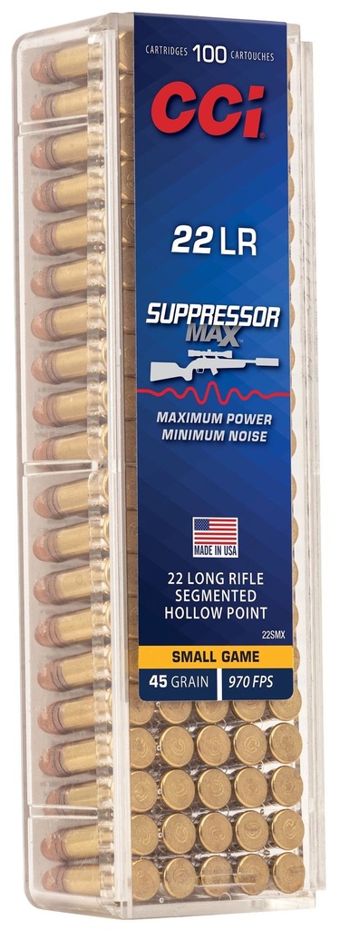 CCI 22LR 45 GR SUPPRESSOR MAX SEG HP 100 CT