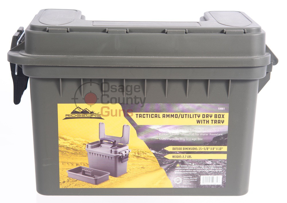 Ridgeline Tactical Ammo / Utility Dry Box w/Tray, OD Green