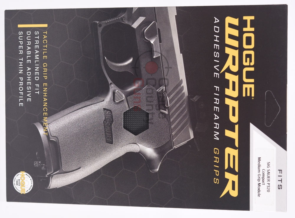 Hogue Sig Sauer P320 9 / 40 / 357 - Wrapter Rubber Adhesive Grip - Block Texture - Black - Medium Grip Module Compact