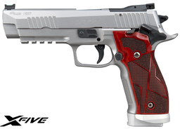 [226X5-9-CL2-SAO] SIG P226, 9MM, 5IN, X-FIVE, STAINLESS FINISH, SAO, WOOD GRIPS, (3) 20RD STEEL MAG, MAGWELL, CUSTOM WORKS