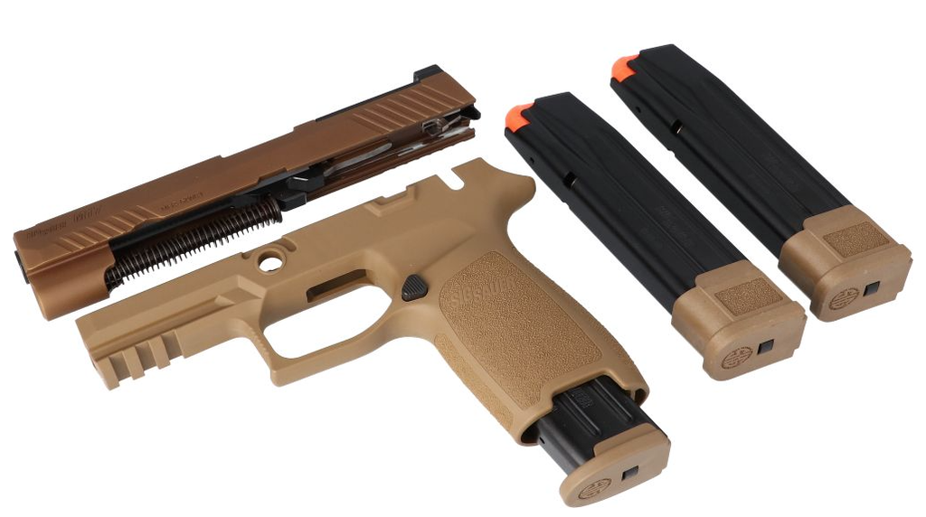 SIG CAL-X KIT, P320-M17, 9MM, FULL, COYOTE, (1) 17 RD, (2) 21 RD MAGAZINES