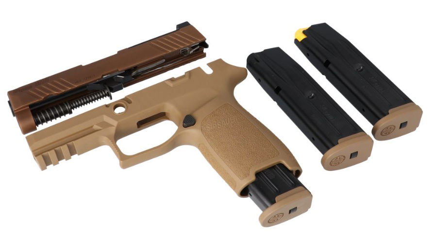 SIG CAL-X KIT, P320-M18, 9MM, CARRY, COYOTE, (1) 17 RD, (2) 21 RD MAGAZINES