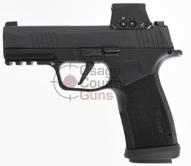 SIG P365, 9MM, 3.7IN, X-SERIES, BLK, STRIKER, X-RAY 3, POLYMER GRIP, (3) 17RD STEEL MAG, ROMEO-X SIG-LOC