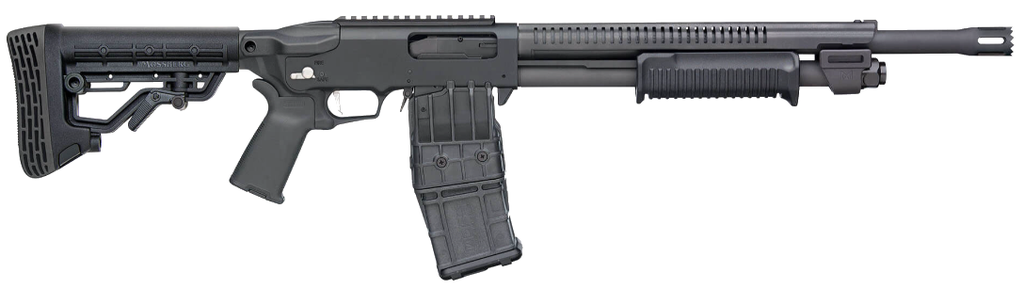 Mossberg 590RM TACTICAL, 12 GA, 18.5" CYL. BORE, 10 + 1, MAG FED, AR MIL SPEC ADJUSTABLE STOCK, MAGPUL MOE+ GRIP, BREACHER BARREL, HEAT SHIELD, FORWARD MOUNTED M-LOK BRACKET