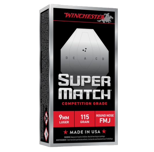 Winchester SUPER MATCH 9MM, 115GR, RN FMJ 50 rds
