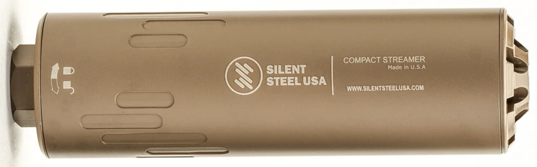 Silent Steel COMPACT STREAMER, 5.56, HUB Mount 1 3/8x24, Stainless Steel , FDE, 5.9 in, 15.87 oz, 1.6 in