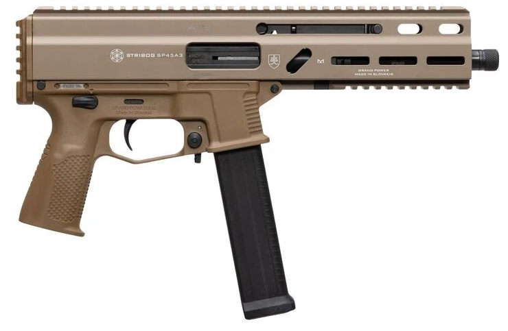 Grand Power Stribog SP45A3 .45 ACP  8" 20rd Sub Pistol FDE
