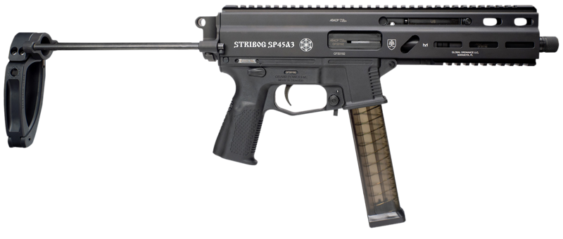Global Ordnance Grand Power Stribog SP45A3 .45 ACP  8" Sub Pistol PDW Tailhook Brace