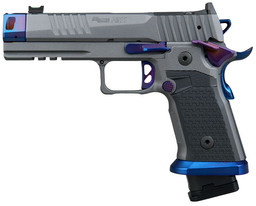 [211F-9-GTO-BLUE] SIG Sauer P211 Nightshift 9mm 4.4" Optic Ready Pistol, Platinum Cerakote, MACH3D Comp, (3) Mags - 211F-9-GTO-BLUE