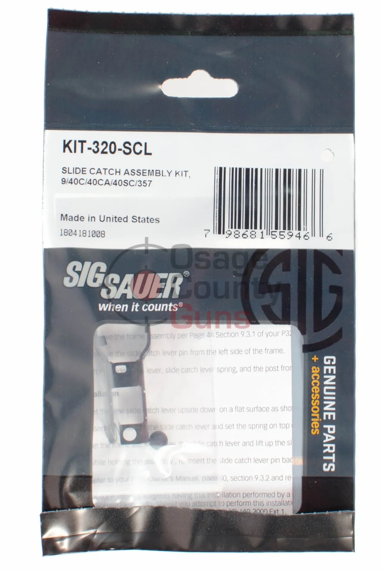 Sig Sauer P320 Slide Catch Kit - 9/40C/40CA/40SC/357