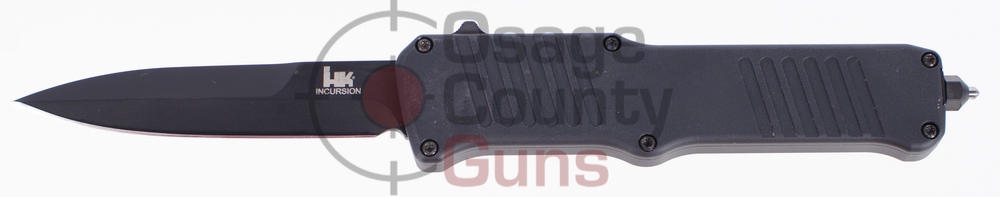 Hogue HK Incursion 3.9" Out the Front Automatic Bayonet Blade Black Finish Aluminum Frame - Matte Black