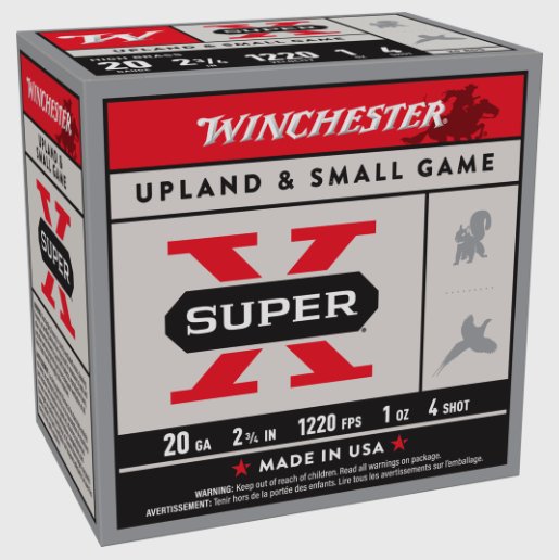 Winchester Super X Heavy Game, 20 ga 2-3/4"  1 oz 4 Shot 25 Rds