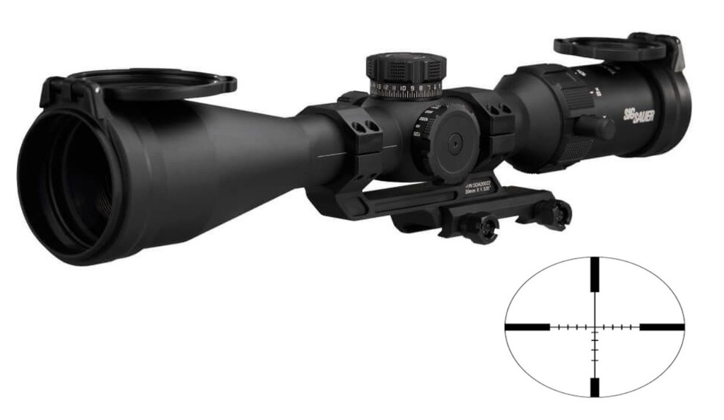 SIG TANGO-SPR SCOPE, 6-24X52MM, 30MM, SFP, MOA RETICLE, SIDE FOCUS, 0.25 MOA ADJ, BLACK W/ 1.535 MOUNT