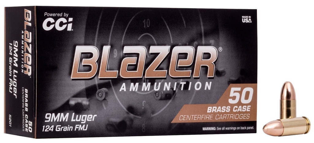 CCI Blazer Brass FMJ - 124gr - 9mm - 50rd