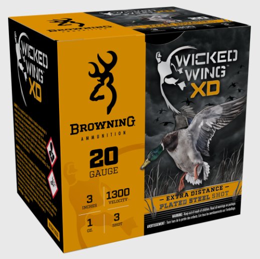 Browning Wicked Wing XD, 20 Ga, 3", #3, 1 oz, 25 Rds