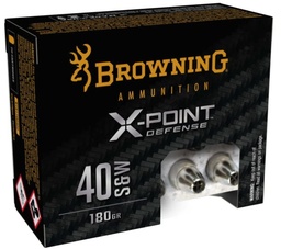 [B191700402] Browning X-Point Brass JHP - .40S&W - 180gr - 20rd