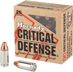 [90250] Hornady FTX Critical Defense Ammo - 9mm - 115gr - 25rd
