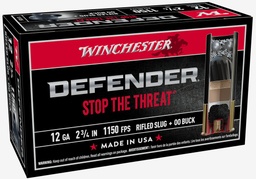 [S12PDX1] Winchester Ammo Defender, 2-3/4", 12ga, 1 Slug, 3-00 Buck, 10rd